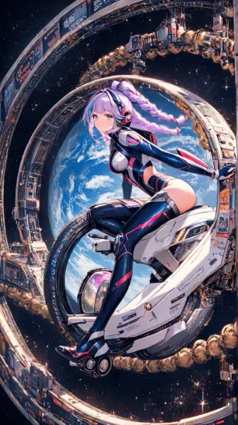 スペースコロニー(サイバーパンク,抽象画)