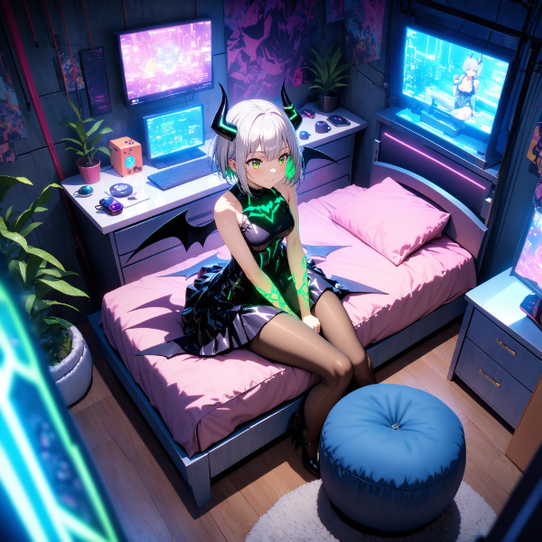 おしゃれな部屋に住んでいるゲーミング悪魔
