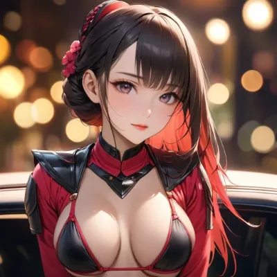 ネオンに輝く紅い微笑み