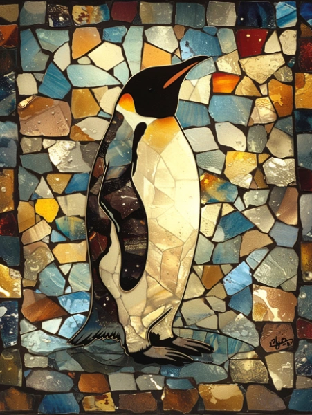 ペンギンステンドグラスアート