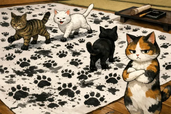 猫さんの書初め