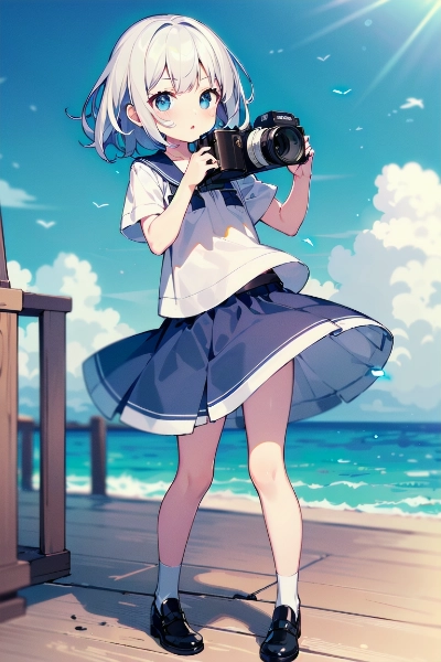 海を撮りにきた女の子