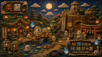 月夜の妖怪村で奇妙な出会い
