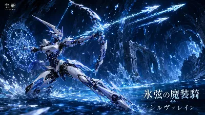 氷晶の遺跡に輝く魔装騎の弓