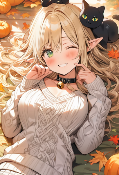 秋の庭で記念撮影