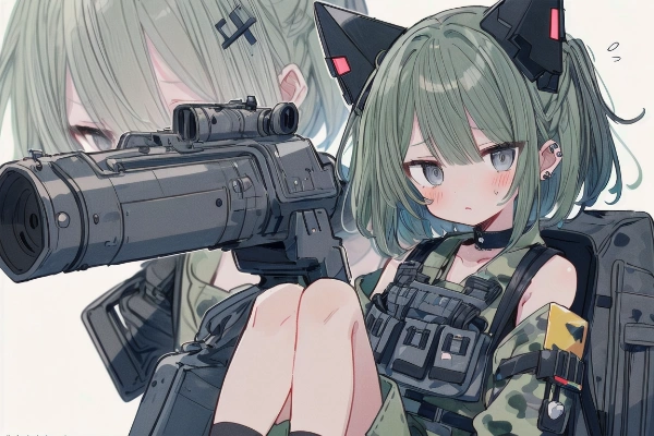 目覚めたら戦車に擬人化されてた緑髪女子