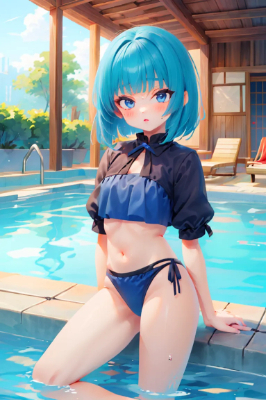 青髪さんの水着姿