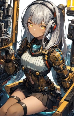 音楽を聴く少女