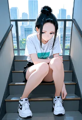 階段とスニーカー
