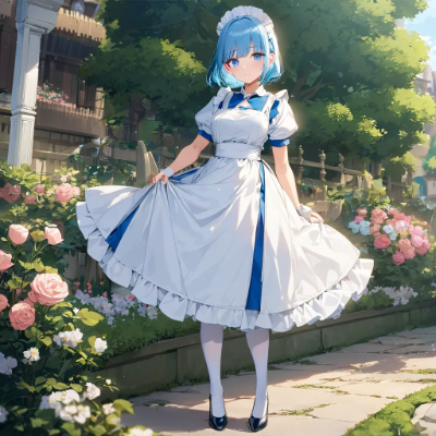 3時の青髪ウエイトレスさん