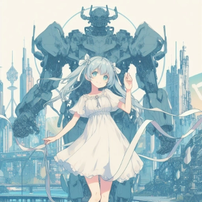巨大ロボと白い少女