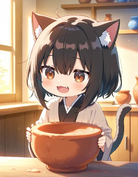 陶芸するニャ～♪