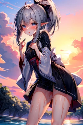 白髪エルフ
