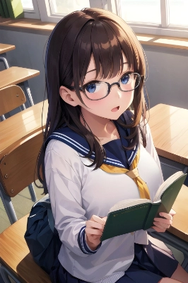 読書に夢中な眼鏡っ娘
