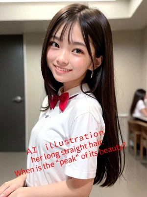 ストレートロングの黒髪美少女