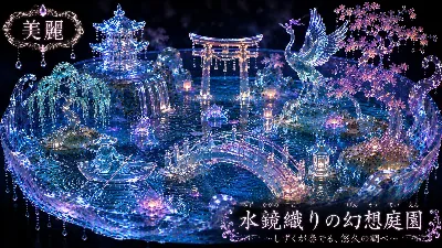 水鏡に輝く幻想庭園の永遠の調べ