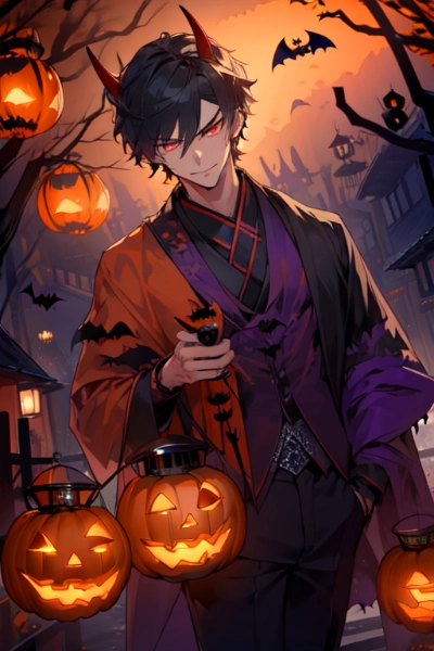 あかりが灯った街にいる、悪魔な黒髪短髪男性★（32枚）その5