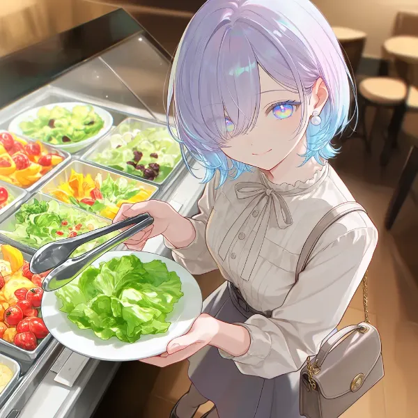 ミラとノワールとサラダバーで微笑む午後のひととき