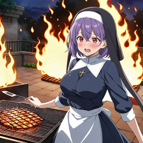 燃え盛るバーベキュー