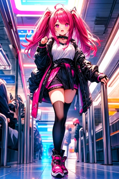 地下鉄とサイバーパンクなツインテール少女★(38枚)