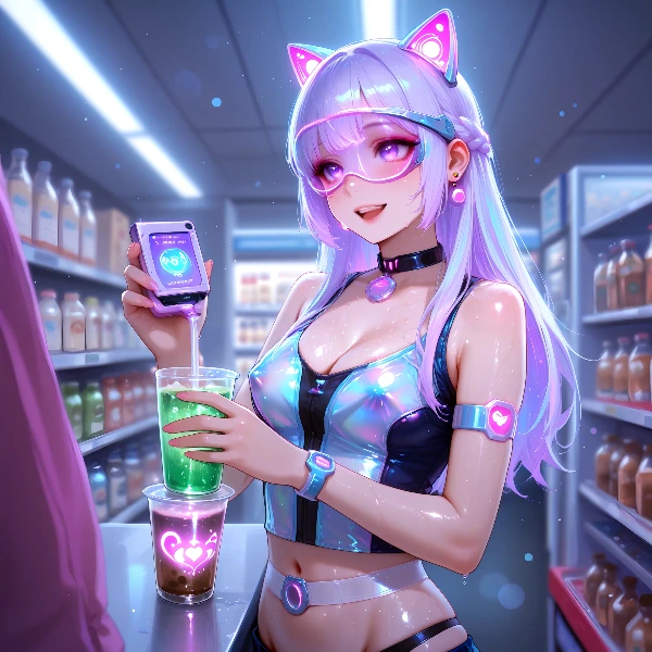 ネオン街のネコ耳少女と秘密のドリンク