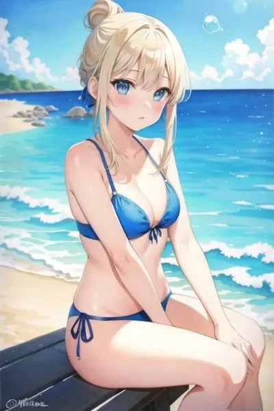 ビキニの女の子　「ねぇ・・・隣に座っていい？」