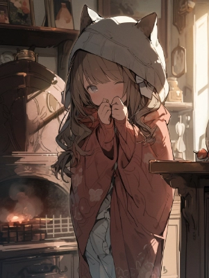 暖をとってる猫耳美少女