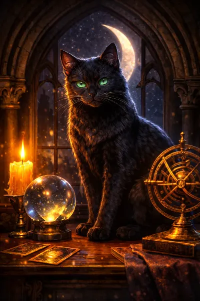 月夜の黒猫と運命のクリスタル