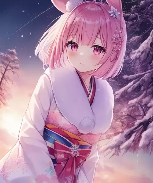 ピンクのフリルドレスキャラクターイラスト ピンクのフリルドレスキャラクターイラスト