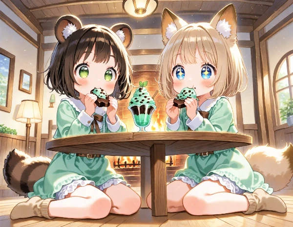 コン子とポン子・チョコミント！
