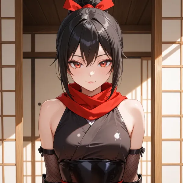 紅い瞳の黒髪くノ一