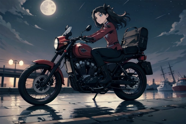 バイク乗っでいる東阪凛