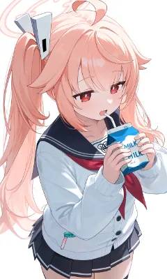ミルクを飲む柚鳥ナツ(ブルアカ)