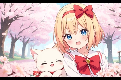 猫さんとお花見