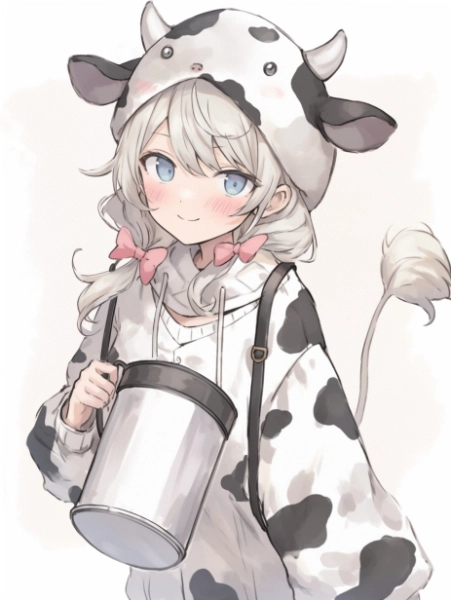 No.369 語呂合わせ作品　牛とミルキーガール