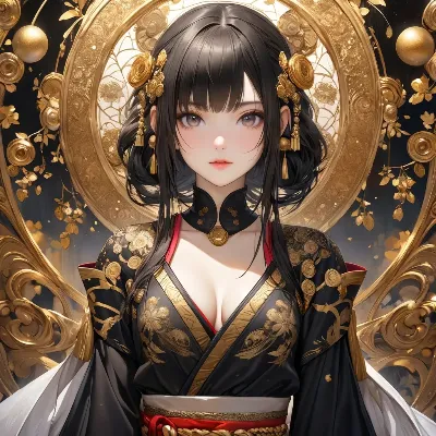 黄金の装いに包まれた美女
