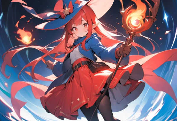 うちの子。赤髪赤眼のエルフ。