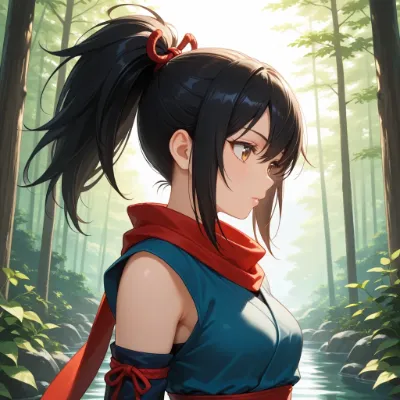 森の光に照らされる少女