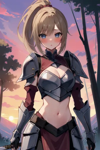 ワインレッド色の女騎士