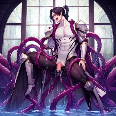 触手に襲われる騎士