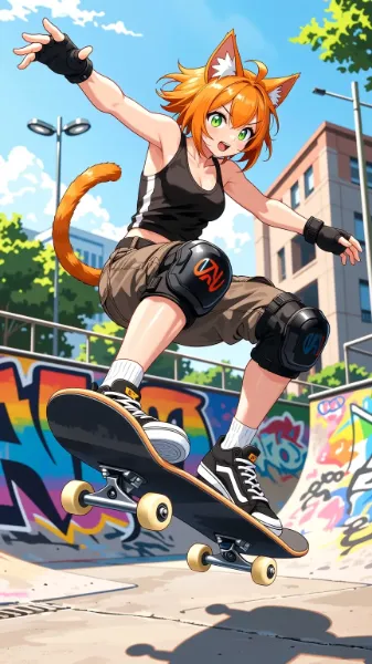 猫耳スケートボーダー