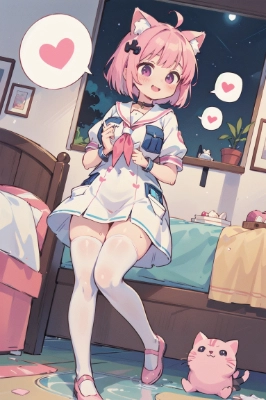 ピンク髪ショートロリ巨乳in部屋　セット1