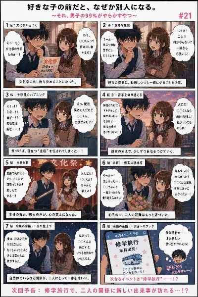 青春ラブコメシリーズ化：漫画生成GPT（GPTs）  「続きのストーリーの漫画を描いてください。」と言ったら続きができました。  #ChatGPT #カスタムGPT #GPTs #AI漫画 #AIイラスト #ラブコメ漫画 #青春漫画 #高校