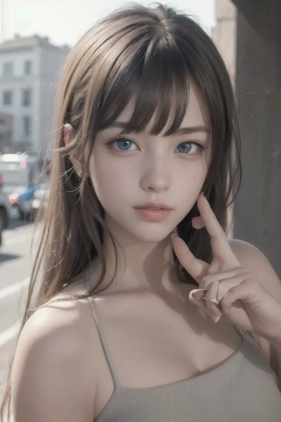 街角で佇む緑髪の少女