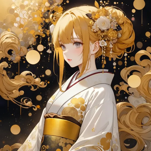 黄金の着物少女