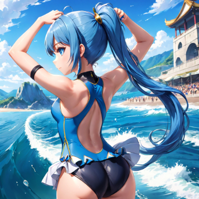 青髪さんのかわいい水着