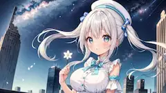 星降る廃墟で花を握る少女