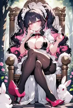森の玉座に座る魅惑のメイド