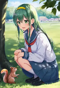 木陰で出会った小さな友達