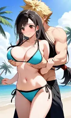 ビーチでイタズラ